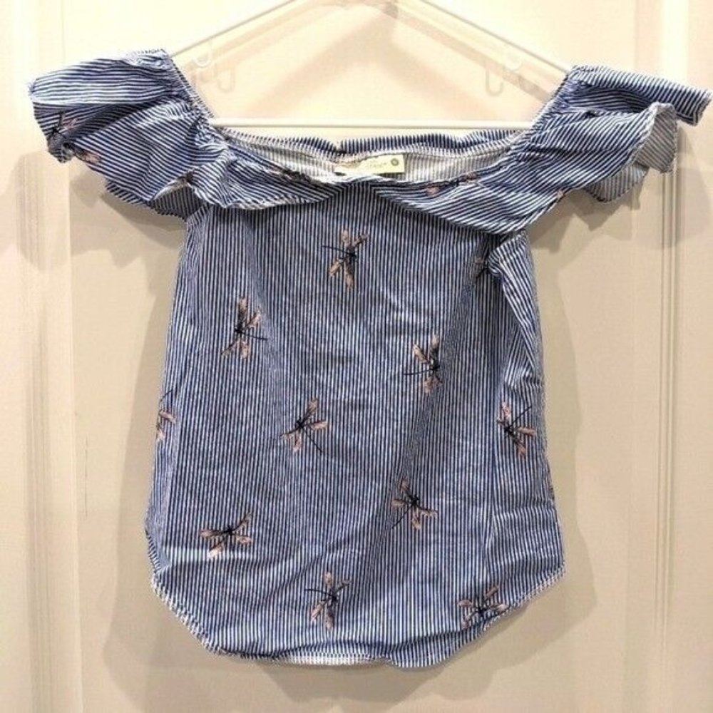Sarah Bustani Off the Shoulder Butterfly Stripped Blouse - Size G / Xs small